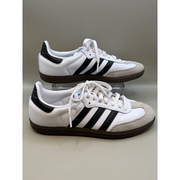 adidas Samba OG Womens Low White Gray Gum Soles Leather Suede Size 8.5M EUC - Picture 2 of 7